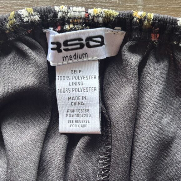 RSQ Black Floral Spaghetti Strap Tie Back Mini Y2K Coquette Boho Dress Size M - Picture 12 of 13